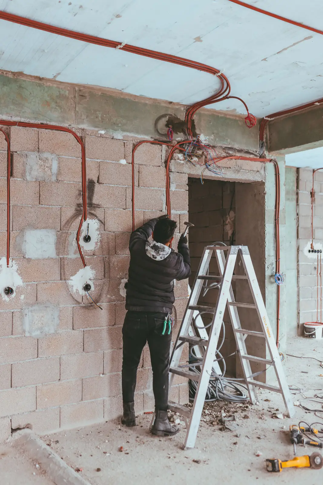 First-fix conduit and back boxes on site, for electrical inspection in Hamilton